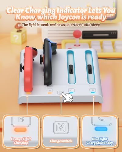 Kinwin Magnetic Charging Dock for Nintendo Switch: 4-in-1 Joy-Con Charger Station for Switch 2/1/OLED – Fast, Reliable Power for Your Controllers with Sleek Design and Enhanced Compatibility