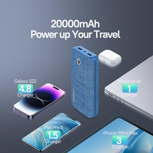 High-Capacity 20000 m Ah Portable Charger – Fast Charging Power Bank with USB-C Input/Output and Dual Ports for i Phone & Android Devices – Ultimate Reliability for On-the-Go Charging