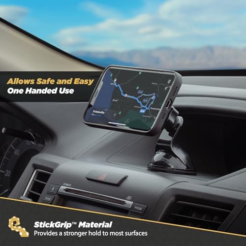 Scosche MXDM Ultra-Strong Magnetic Car Phone Holder – Secure Dashboard Mount for i Phone, Samsung & All Smartphones – Effortless Hands-Free Navigation & Enhanced Driving Safety with Durable Metal Plate