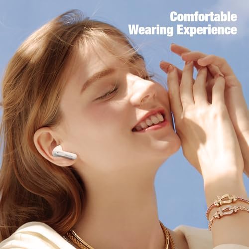 Premium Hybrid Active Noise Cancelling Wireless Earbuds with 6-Mic ENC Technology for Crystal-Clear Calls, 30-Hour Extended Battery Life, and Deep Bass – Stylish White Finish with Lightning-Fast Bluetooth 5.4 for Unmatched Comfort and Superior Sound Experience