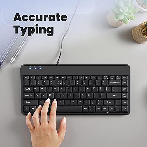 Compact Perixx PERIBOARD-409 H Wired USB Mini Keyboard with Dual USB Hubs – Effortless Typing Experience for Limited Spaces, Enhanced Compatibility, and Fast Connectivity