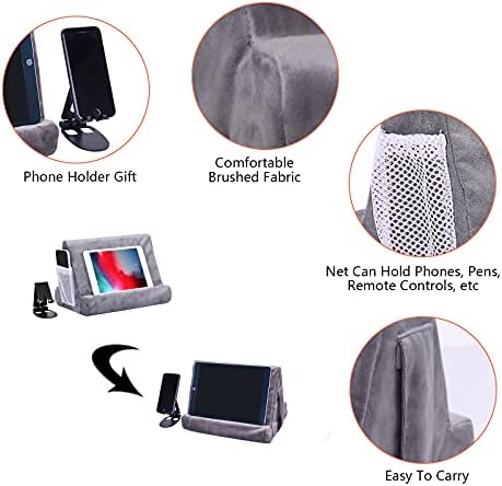 Ultimate Comfort Multi-Angle Tablet Holder and Phone Stand Set – Lightweight and Sturdy Design with Storage Pocket – Ergonomic Cushion for Enhanced Stability and Versatile Use – Modern Black and Light Green Aesthetic for Stylish Workspaces and On-the-Go Convenience