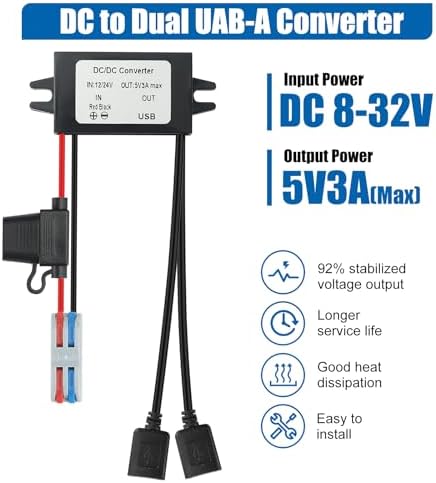 Rugged IP67 Waterproof USB Charging Hub – High-Efficiency DC-DC Converter for Trucks, Off-Grid Solar Systems, and Marine Use – 10-90 V to 5 V 3 A (15 W) Power Supply for Extreme Conditions – Durable, Dustproof, and Shock-Resistant for Reliable Charging Anytime, Anywhere