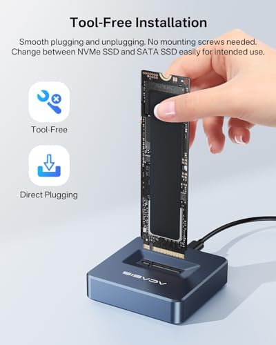 High-Speed ACASIS NVME to USB Docking Station – Premium Aluminium Alloy SSD Adapter with 10 Gbps Transfer Rate, Unmatched Compatibility for M.2 NVMe & SATA Drives, Optimal Heat Dissipation & Tool-Free Setup for Streamlined Data Management