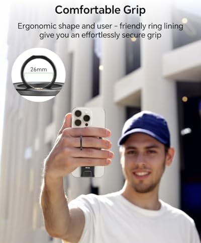 FANAUE Magnetic Phone Ring Grip and Versatile Foldable Desk Stand – Premium Mag Safe-Compatible Tripod for i Phone 16, 15, Pro Max – Compact Smartphone Support with Superior Stability and Chic Design for Effortless Hands-Free Operation
