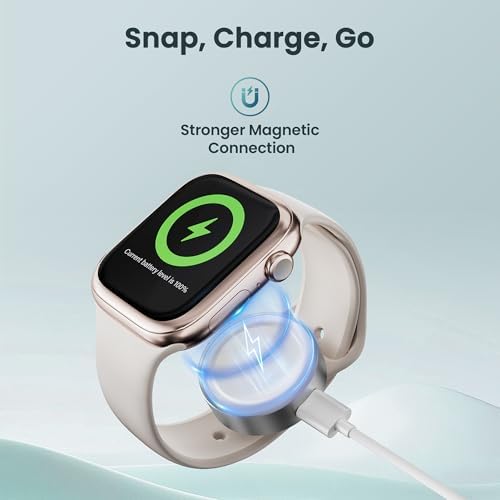 Ruxely Ultra-Portable Magnetic Wireless Fast Charger for Apple Watch – High-Efficiency USB-C Charging Adapter Compatible with i Watch Series 10, 9, 8, 7, 6, Ultra 2 & SE – Compact Design for Effortless Mobility and Quick Power Solutions