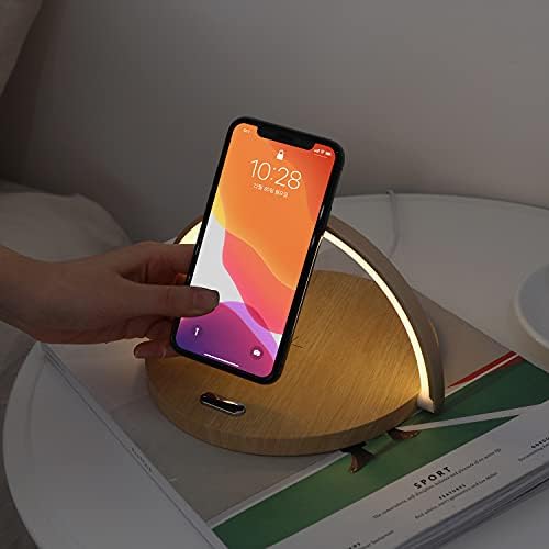 Transform Your Space with the mooas Premium Wireless Charging Nightlight – 15 W Fast Charger for i Phone 15/14 Pro & Galaxy S24/S23/S22 – Touch Control with Adjustable Brightness Levels for Ambiance & Functionality – Elegant Wood Design for Modern Decor