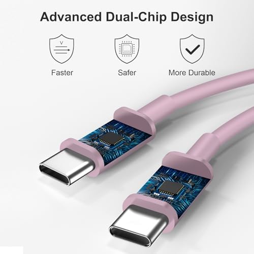 Power Up in Style: 45 W Type C Charger 2-Pack with 10 FT Cables – Fast Charging for i Phone 15/16, i Pad Pro, Galaxy S21-S25 – Sleek Pink Design for Enhanced Compatibility and Portability – Ideal Android Charger for Busy Lifestyles