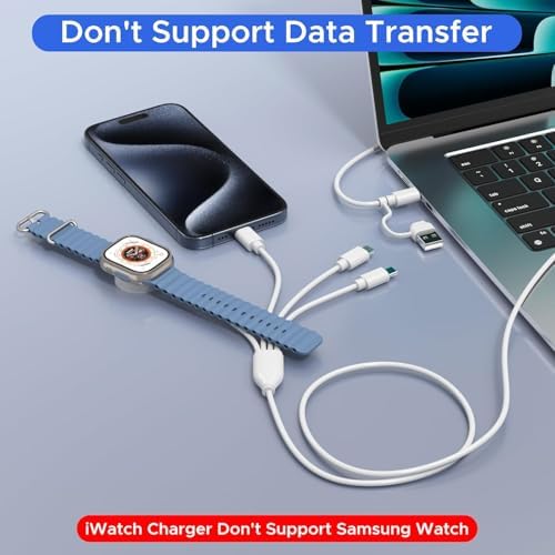 Universal 4-in-2 Multi Charging Cable for Apple Watch and USB-C Devices – Fast Charging, 4 ft Length, Dual Lightning & USB-C Connectors for i Phone 16, 15, 14, 13, and Galaxy S23/S22 – Perfect Travel Companion for Effortless Power Delivery and Enhanced Compatibility