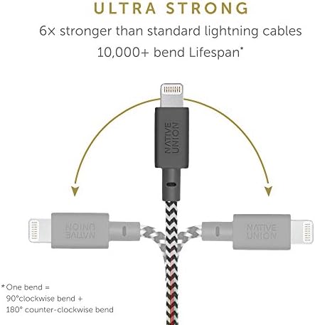 Native Union Belt Cable XL – 10 ft Reinforced Lightning to USB Charging Cable with Leather Strap – MFi Certified for i Phone 14, 13, 12, & Earlier Models – Premium Durability Meets Elegant Convenience – Ideal for Home, Office, and Travel