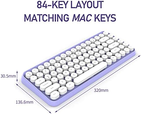 FELICON Retro Mini Wireless Bluetooth Keyboard – Portable 84-Key Typewriter Design for Android, i Pad, Windows & PC – Perfect Companion for Home & Office with Enhanced Compatibility and Rechargeable Battery