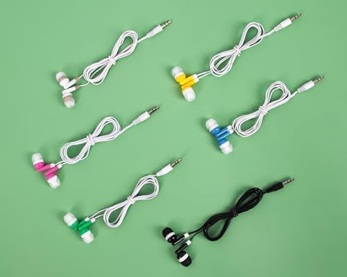 Bulk 108-Pack Wired In-Ear Earbuds for Students – Disposable Headphones in Multiple Colors, Perfect for Classroom, Travel, and Home Use – Enhanced Compatibility, Convenient Hygiene, and Clear Sound Quality