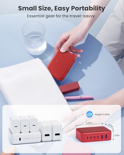 200 W USB C Charging Hub with 6 Ports – Ga N IV Foldable Wall Charger for Rapid Device Power-Up, PD 65 W Laptop Charger for Mac Book Pro, Dell, i Phone 16/15, i Pad, Galaxy & Steam Deck – Compact & Travel-Friendly Fast Charging Solution