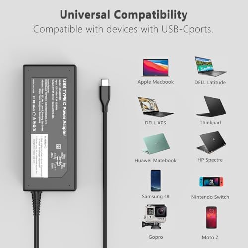 65 W USB-C Power Adapter for Asus Zenbook S14, S16, and A14 – Rapid High-Efficiency Charging with Comprehensive Safety Mechanisms – Perfectly Compatible with UX5406, UM5606, UX3407 Models – Universal 100-240 V Input for Global Use – 24/7 Customer Support Included