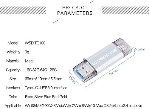 WANSENDA 64 GB OTG USB Flash Drive – 2-in-1 USB 3.0/3.1 & Type-C Storage for Android Devices, PC & Mac – Fast File Transfers with Stylish Red Design for Effortless Data Management