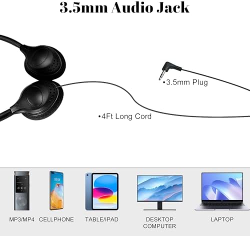 Classroom Essential 10-Pack Kids Headphones – Adjustable Earphones with 3.5 mm Jack for Enhanced Learning – Durable, Lightweight Design with Tangle-Free Cords for Optimal Comfort and Focus in Educational Environments