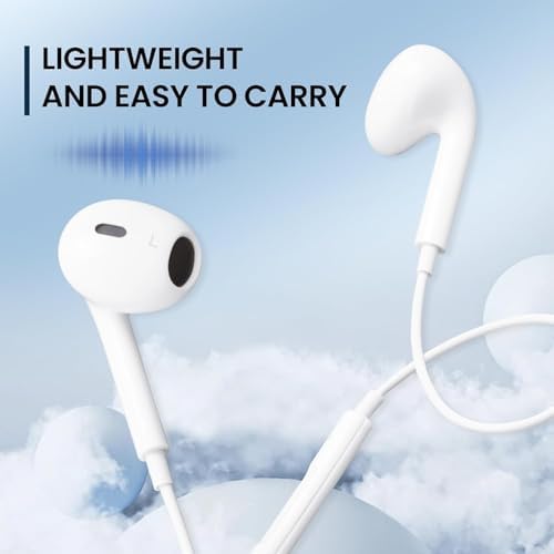Elevate Your Audio Experience with Dual Pack Wired Earbuds for i Phone – Integrated Microphone and Adjustable Volume Control for Seamless Calls, Music, and Podcasts – Compatible with All i OS Devices Including i Phone 14/13/12/11/XR/XS/X/8/7/SE/Pro/Pro Max – Lightweight, Durable Design for Ultimate Sound Clarity and Portability – Ideal for Music Lovers and Busy Professionals