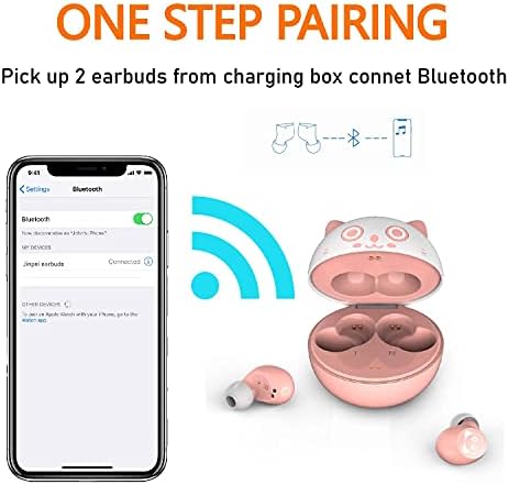 Compact Bluetooth 5.0 Earbuds for Small Ears | Touch-Control Noise-Cancelling Headphones with Unique Cartoon Charging Case | Lightweight Design for Comfort | Immersive Stereo Sound Perfect for Music & Calls | Ideal for Active Lifestyles