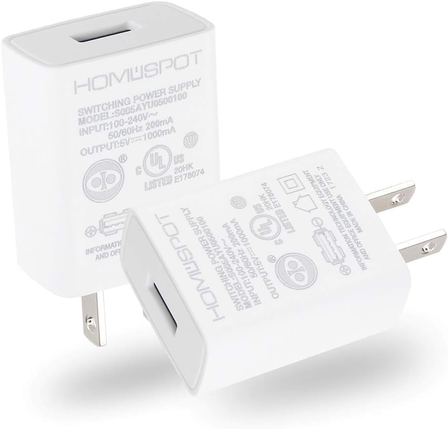 Universal Dual-Pack 5 V 1 A USB Wall Charger – UL-Listed Travel Adapter for Fast, Reliable Charging at Home and On-the-Go – Lightweight, Compact Design Ideal for Smartphones and Tablets – Essential Power Solution for Office and Travel Needs