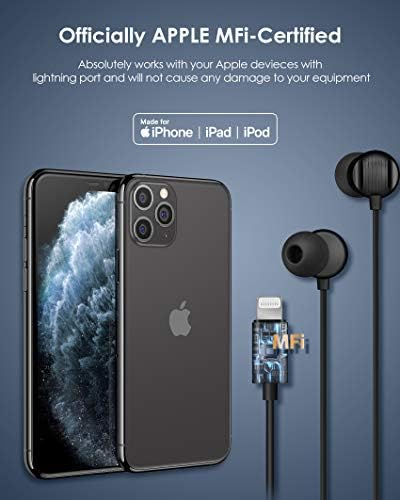 PALOVUE Lightning Earbuds: MFi Certified High-Fidelity Noise Isolation Headphones with Built-In Microphone for i Phone 14, 13, 12, 11 Pro Max, X, XS Max, XR – Premium Sound Quality and Ergonomic Comfort for Music Lovers and Professionals