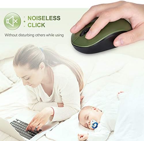 Light Blue Wireless Mouse – Ultra-Quiet 2.4 GHz Noiseless Computer Mouse with USB Receiver for Seamless Windows Experience – Portable, Ergonomic Design for Home, Office, or Travel