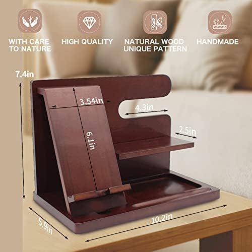 OUTXE Wood Phone Docking Station, Men Gifts Nightstand Organizer for Phone, Keys, Wallet, Glasses, Gifts for Dad’s Birthday, Father’s Day, Anniversary – Enhanced Compatibility and Speed