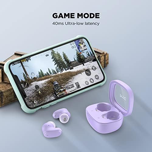 Elevate Your Audio Experience with HTC True Wireless Bluetooth Earbuds – Featuring Cutting-Edge Bluetooth 5.3 for Rapid Connectivity, 24-Hour Playtime, and Low Latency Gaming Mode – Stylish Transparent Charging Case – Perfectly Crafted for Gamers & Music Enthusiasts – Superior Sound Quality, Intuitive Touch Controls & Effortless Wireless Charging for Unmatched Convenience and Durability