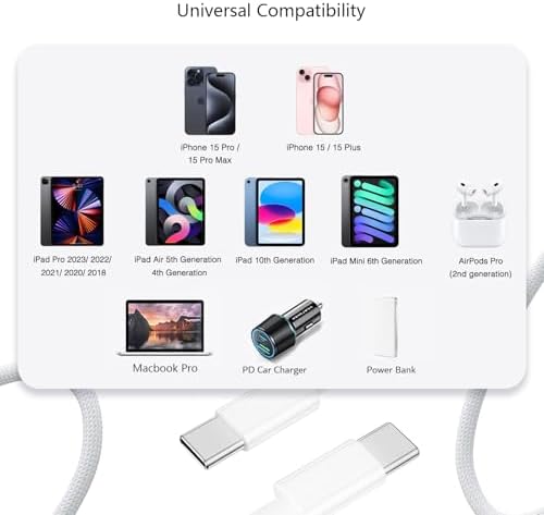 20 W Dual Pack Fast Charger for Apple Devices – Ultimate Rapid Power Solution for i Phone 16, Air Pods Pro 2 nd Gen, i Pad 11 A16 & More – Durable USB Type C Woven Cable for Home & Travel Efficiency