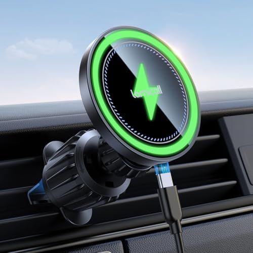 Lamicall Mag Safe Wireless Car Mount Charger – 15 W Fast Charging Phone Holder for i Phone 16, 15, 14, 13 Pro Max – Secure Magnetic Vent Mount for Hands-Free Navigation – Sleek, Durable Design for Effortless Installation and Enhanced Driving Safety