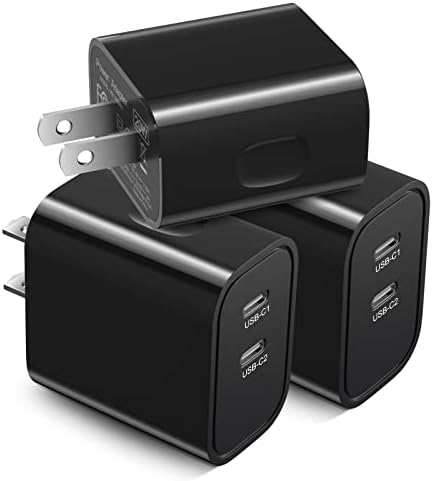 Costyle 20 W Dual USB C Wall Charger Pack (3) – Ultra-Fast Charging Block for i Phone 11-16, i Pad, Galaxy S23, and Apple Watch Series 7/8 – Compact Travel Adapter for Enhanced Device Compatibility and Performance