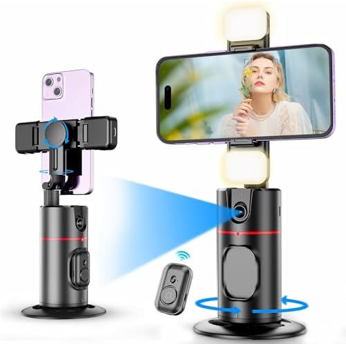 Auto Face Tracking Tripod, No App Required, Rechargeable Battery, 360° Rotation Phone Tracking Holder Face Body Phone Camera Mount for Live Vlog Streaming Video Chat – Enhanced Compatibility and Speed