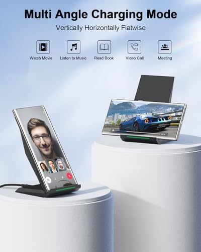 NANAMI Dual Pack Fast Wireless Charging Stands – Qi Certified for i Phone 16/15/14/13/12 Pro Max & Samsung Galaxy S24/S23/S22/S21/S20, Google Pixel Compatible – Effortless Cable-Free Power for All Devices