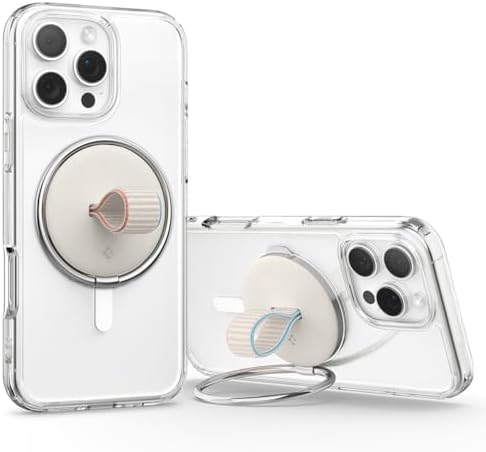 Spigen O-Mag Magnetic Phone Holder Grip with Finger Strap Loop – Dune Beige – Perfectly Designed for i Phone 16/15/14/13/12 Series – Enhanced Mag Safe Compatibility & Secure Grip for Effortless Use – Adjustable Kickstand & Durable Nylon Strap for Everyday Convenience – Elevate Your Smartphone Experience with Style