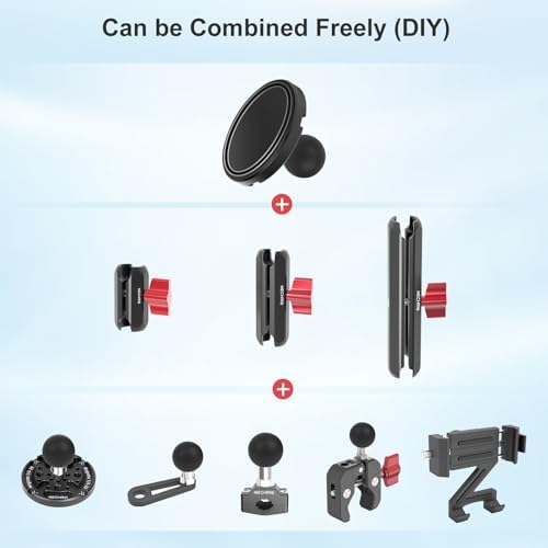 Magnetic Phone Mount Base with1 Ball Head,Aluminum Alloy &1/4” Screw Holes Cell Phone Holder Car Mount Compatible with Double Socket Arm,Fit for iPhone 15 14 13 12 or 0ther Smartphone,JC007 – Enhanced Compatibility and Speed