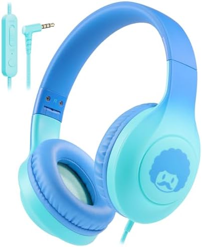 Rockpapa C24 Foldable Kids Headphones with Microphone – Lightweight Wired Audio Solution in Eye-Catching Purple & Green for School, Travel, and Play – Ideal for Young Listeners with Enhanced Compatibility and Superior Portability