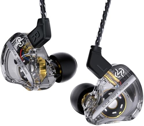 CCZ DC01 Pro Wired In-Ear Monitor Headphones – Premium Gaming Earbuds with Patent-Pending Comfort-Fit Ear Fins – Exceptional Sound Quality for Gamers and Musicians – Versatile Compatibility for All Devices – Sleek Black Design for Style and Performance