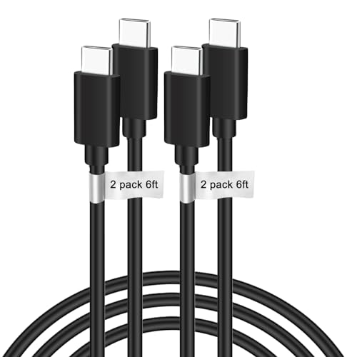 USB C to USB C Cable 2-Pack (1.8 m) – Fast Charging Type-C Charger for i Phone 15, Mac Book, i Pad & Android Devices – Enhanced Durability and Quick Data Transfer, Compatible with Nintendo Switch & More
