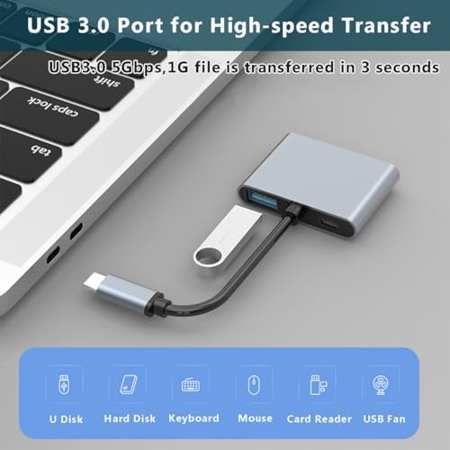 Revolutionize Your Workspace with the Premium 4-in-1 USB C to Dual HDMI Adapter – Experience Dual 4 K Clarity, Lightning-Fast USB-A 3.0 Data Transfer, and 100 W Power Delivery for Mac Book Pro/Air, i Phone 15/16 & More – Compact & Portable Multiport Hub for Effortless Dual Displays and Ultimate Connectivity