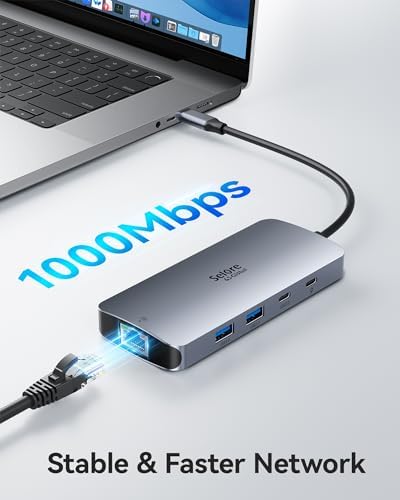 Boost Your Productivity with the Selore 10 Gbps USB C Hub – High-Speed Multiport Adapter Featuring 4 K HDMI, Gigabit Ethernet & Triple USB-C Ports for Unmatched Device Connectivity – Ideal for Mac Book Pro, Air, i Pad, HP, Dell & More – Experience Lightning-Fast Performance & 100 W Power Delivery for Rapid Charging