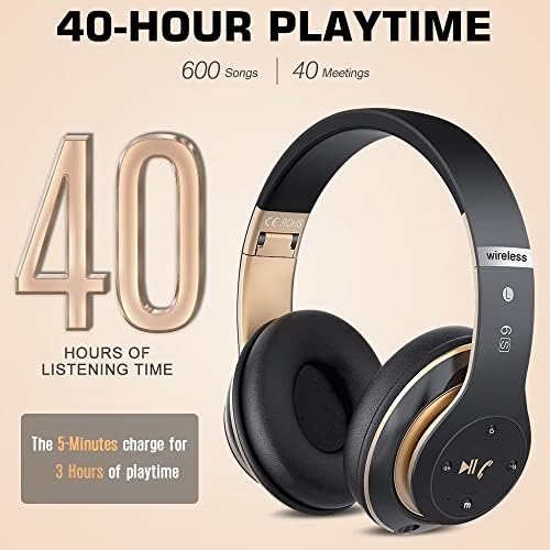 Ultimate Hi-Fi Over-Ear Wireless Bluetooth Headphones – Stylish Black & Gold Design with Built-In Microphone, FM Radio, and Foldable Portability for Superior Comfort and Enhanced Sound Experience
