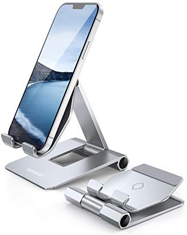 Lamicall     Adjustable Cell Phone Stand Desk – Foldable Desktop Phone Holder, Cradle, Dock, Compatible with iPhone 15 14, Plus, Pro, Pro Max, 13 12 X XS,4-11” Phone Sliver – Enhanced Compatibility and Speed