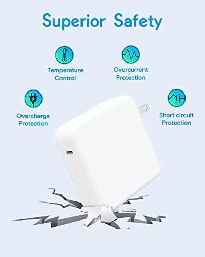 High-Speed 67 W USB-C Charger for Mac Book Pro & Air – Compatible with 13/14 Inch Models, Includes 6.6 ft USB-C Cable for Rapid Charging and Data Transfer – Versatile Power Adapter for 12 Inch Mac Book and All USB-C Devices – Enhanced Safety Features & Smart Charging Technology for Optimal Performance