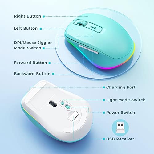 PEIOUS Rechargeable Wireless Mouse with LED – Innovative Jiggler Technology to Keep Your Computer Awake – Sleek Black Design for Optimal Comfort and Productivity