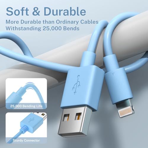 Ultimate 6-Pack MFi Certified Lightning Cables for i Phone – Fast Charging & Durable 3/6/10 FT USB Cords for i Phone 14/13/12/11 Pro Max/XR/XS/X/8/7/6 Plus/SE & i Pad – Versatile Lengths for Home, Car, and Office Use