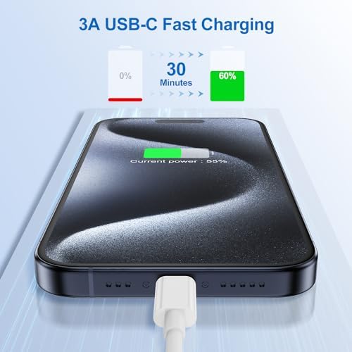 Ultra-Fast USB C to C Charging Cable Set for i Phone 15, i Pad Pro, and Mac Book – 3-Pack Bundle with 60 W Power Delivery, 6 ft & 10 ft Lengths – Superior Compatibility for All USB-C Devices, Durable & Tangle-Free Design for Ultimate Convenience