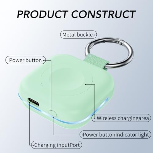 HUOTO Compact Magnetic Wireless Charger for Apple Watch – 1200 m Ah Portable Power Bank Keychain, Compatible with Series 10/9/8/Ultra 2/Ultra/7/6/5/4/3/2/SE, Ideal Travel Accessory for Effortless Charging On-the-Go
