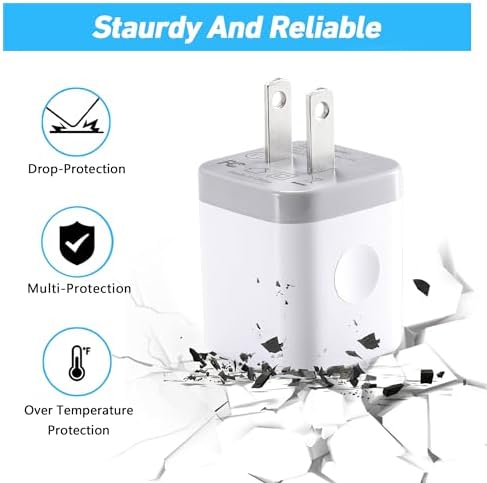Fast Charging Dual Port USB Wall Charger 4-Pack – 2.1 A Power Adapter for i Phone 14, Samsung, Android Devices – Compact & Reliable Charging Block for Home and Travel – Enhanced Compatibility for Busy Lifestyles