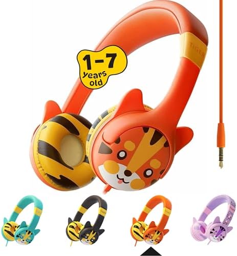 Kidrox Safe Sound Wired Toddler Headphones – Volume-Limited 85 d B Child-Friendly Headset for Ages 1-7 | Lightweight, Durable Design Perfect for Travel on Airplanes and Cars | Comfortable Fit for Tablets, i Pads, and More – Ensuring Safe Listening and Ultimate Entertainment Enjoyment
