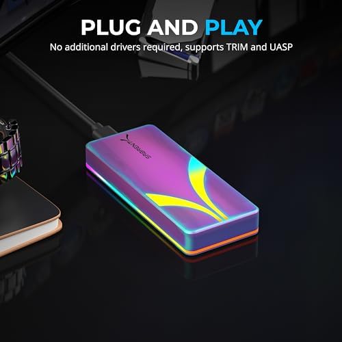 SABRENT Rocket RGB USB-C 20 Gbps M.2 SATA/NVMe SSD Enclosure – Special Edition for Maximum Speed and Versatile Compatibility – Elevate Your Data Transfer Experience with Stunning RGB Design and Durable Aluminum Build