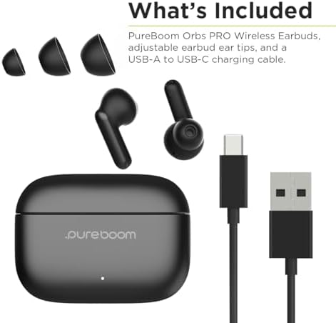Elevate Your Audio Experience with Pure Gear Pure Boom Orbs Pro Wireless Earbuds – Advanced Active Noise Cancellation for Distraction-Free Listening, Premium High-Fidelity Sound for Audiophiles, Sleek and Durable Zinc Alloy Case for On-the-Go Lifestyle, Effortlessly Compatible with i Phone, Android, Laptops, and TVs – Perfect for Commuters, Fitness Buffs, and Home Music Lovers